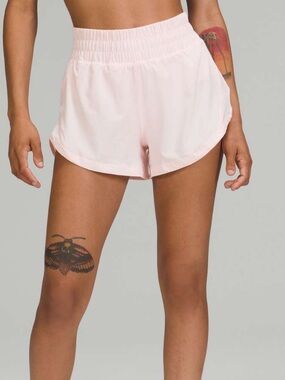 lululemon athletica Track That Mid-rise lined short 5” in strawberry milkshake